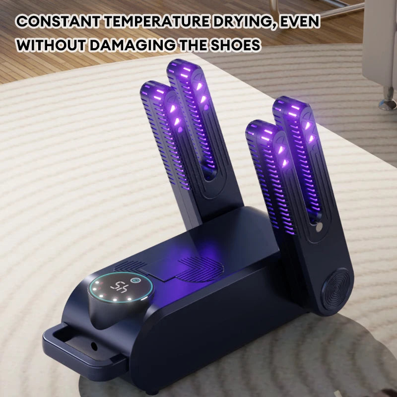 Electric Shoe Dryer – 180° Folding, Smart Display, Dries Shoes Gloves & Boots Fast