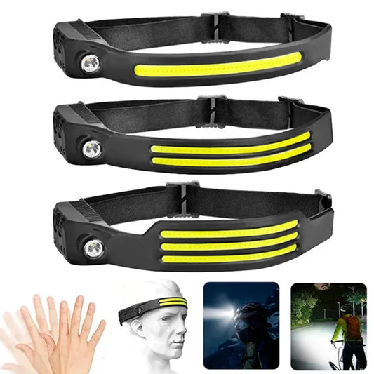 Lampe Frontale LED COB Rechargeable – Capteur de Mouvement, Étanche IPX4, 10 Modes